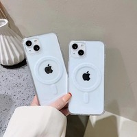 Coque arrière de téléphone magnétique à chargement sans fil Transparent pour Iphone 13 Pro Max 12 i14 Pro Max