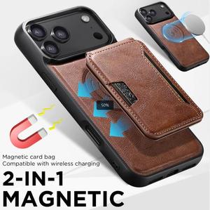 เคส iPhone 16 17 Pro Max แบบแม่เหล็ก รองรับการชาร์จไร้สาย พร้อมช่องใส่บัตร ดีไซน์ธุรกิจ วัสดุ PU+TPU - Product Image 3
