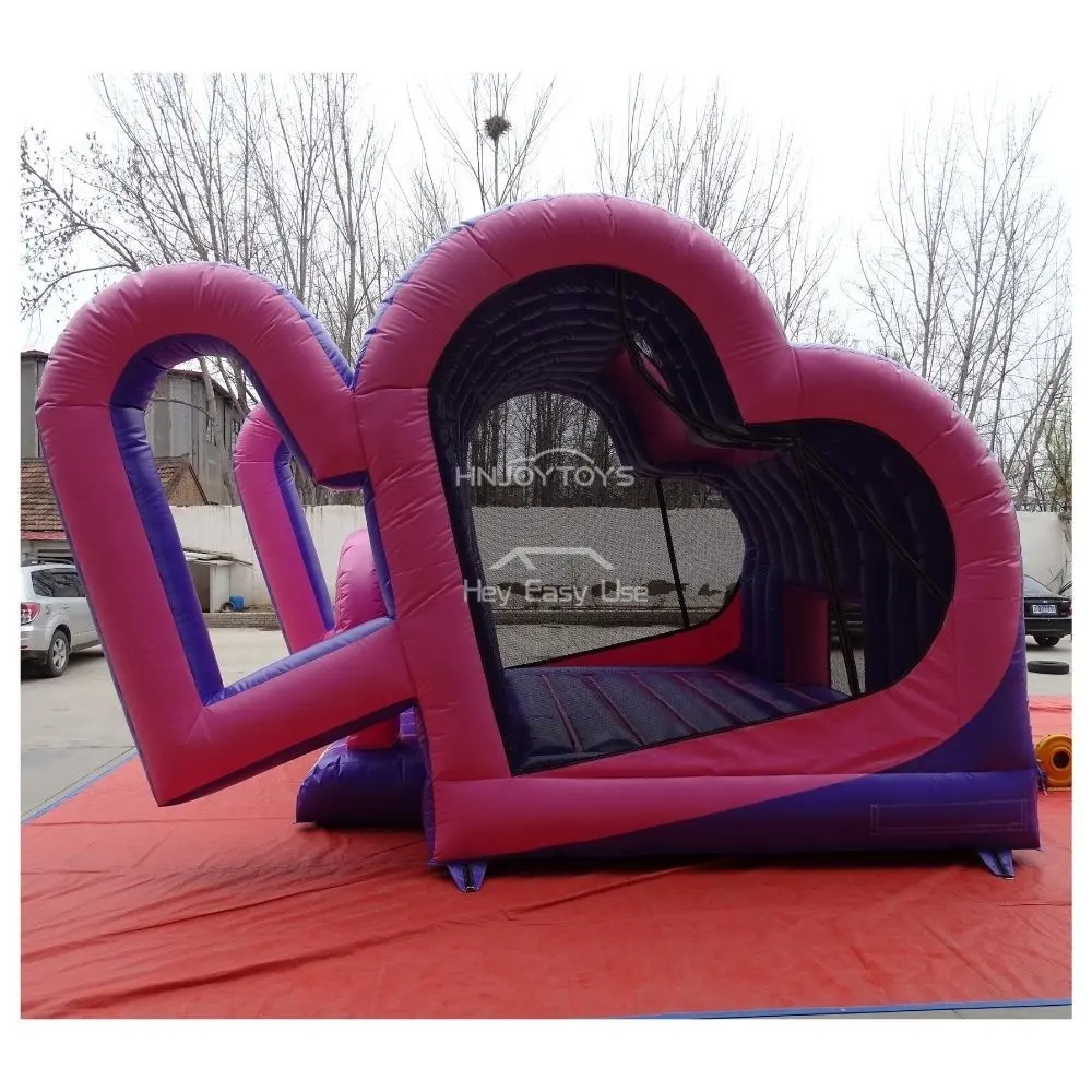 Castillo inflable para saltar para niños, castillo hinchable con soplador de aire, forma de corazón, personalizado, color rosa, nuevo diseño