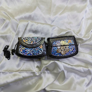 Handmade Bollywood Designer Elegant <b>Beaded</b> Metal Mosaic Clutch Bag With Geometric Pattern Flap Closure Evening <b>Handbags</b> - Product Image 1