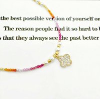 DSCJ personnalisé bohême coloré Zircon perles collier géométrique verre perle arc-en-ciel CZ trèfle pendentif collier pour les femmes