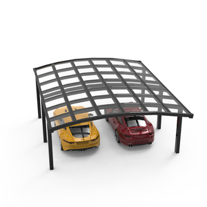 Abri de voiture double en aluminium courbé (panneau PC fumé) pour villa, jardin, allée - Anti-UV et isolation phonique - Product Image 4