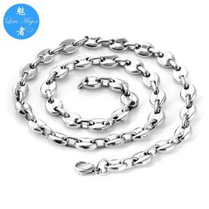 9ミリメートルHigh Quality Mens Womens Stainless Steel <span class=keywords><strong>Silver</strong></span> Coffee Bean Beads Chain Necklace - Product Image 1