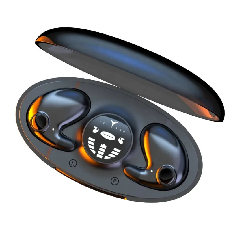 MD538 headset tidur nirkabel, earphone True Wireless tidak terlihat dengan tampilan Digital Mic, permainan olahraga TWS untuk iPhone dan Android
