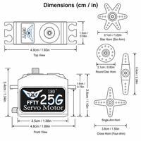 Servomoteur numérique FFTY 25G à dents en caoutchouc avec connecteur JR pour avion modèle, voiture RC, robot, bras mécanique