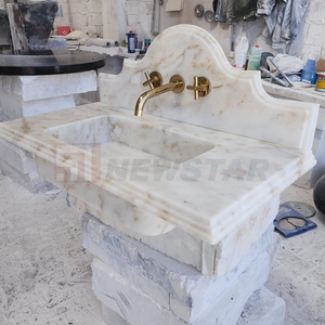 Lavabo flotante para tocador y armario de cocina para uso en lavado de Hotel Calacatta Viola Mármol Grifo de un solo orificio Fregadero de lavabo - Product Image 3