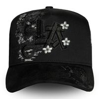 Gorras de béisbol de gamuza al por mayor para exteriores con logo de TPU, patrón de llamas, diseño SCREAM Beard y diamantes de imitación con código NFC