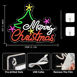 Merry Christmas Neon <b>Sign</b> Adjustable Brightness LED Acrylic Neon Light <b>Sign</b> For Bedroom Party Lighting - Product Image 2
