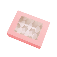 Boîte d'emballage de papier rose avec fenêtre pour gâteau muffin aux œufs recyclable de luxe avec logo personnalisé