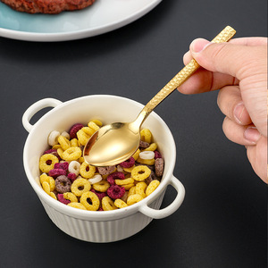 Juego de cubiertos de acero inoxidable de 12 piezas con diseño de cubos de agua martillados, estilo occidental, cuchillo, tenedor y cuchara para postre en casa. - Product Image 4