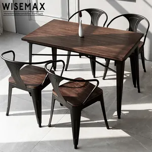 Table à manger en métal en bois, Style industriel Simple et moderne, meuble pour Restaurant, café et café, livraison gratuite