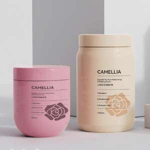 8oz 10oz Empty Face <span class=keywords><strong>Bowl</strong></span> Shaped Jar mit Deckel Matt Pink PET Kunststoff Haar creme Jar Hochwertige Kosmetik verpackung 350ml - Product Image 2