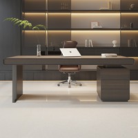 Bureau de direction ergonomique haut de gamme en placage de noyer, table de bureau moderne incurvée, montage facile, armoire de rangement pour usage domestique et commercial