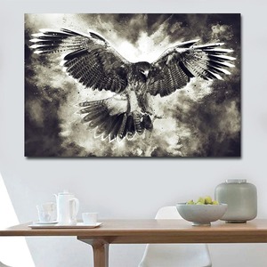 Póster de Arte de pared de búho de águila voladora abstracta, pintura en lienzo de animales en blanco y negro, diseño Art Deco, decoración del hogar - Product Image 5