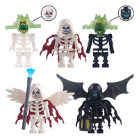 Blocs de construction MOC Halloween : Figurines de chevaliers squelettes, cheval flamboyant, vampire médiéval, meubles à assembler, briques DIY, jouets, cadeaux