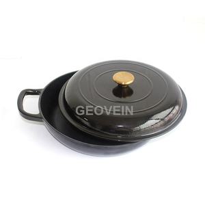 Geovein Casserole ronde peu profonde en fonte émaillée avec couvercle - Product Image 5