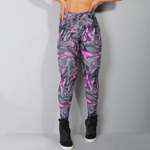 Leggings imprimés taille mi-haute pour femmes avec poches, ensemble 2 pièces en Spandex/Polyester, longueur intégrale, pour fitness, yoga, entraînement, course à pied et sport - Product Image 4