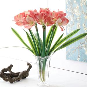 Vente chaude 3D Real Touch Rouge <span class=keywords><strong>Amaryllis</strong></span> Bulbes Plante Artificielle Fleur Tiges pour Mariage Nouvel An Noël Graduation Pâques - Product Image 4