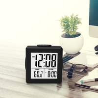 Nouveau mini réveil de voyage avec affichage numérique de la température et rétro-éclairage bleu Lcd sur demande réveil
