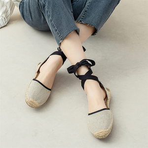 <span class=keywords><strong>Sandalias</strong></span> Planas Beige <span class=keywords><strong>de</strong></span> <span class=keywords><strong>Esparto</strong></span> para Mujer, con Punta Cerrada y Amarre <span class=keywords><strong>al</strong></span> <span class=keywords><strong>Tobillo</strong></span>, Zapatos <span class=keywords><strong>de</strong></span> Verano Estilo Coreano, Antideslizantes, Tipo Espadrilles <span class=keywords><strong>de</strong></span> Pescador - Product Image 5