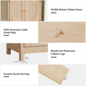 Buffet en rotin élégant avec étagères réglables, meuble de rangement multifonctionnel pour la salle à manger, le salon, l'organisation - Product Image 4