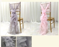 Chaise élégante en organza rose sarcelle bleu marine or fleur vert saule drapé banquets en mousseline de soie de mariage