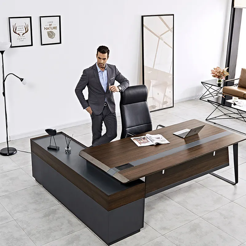 Modern luxury wooden office desk workstation table designs ceo boss high tech executive ceo desk office furniture