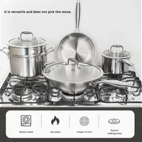 Ensemble de casseroles et poêles en acier inoxydable 316 tri-couches, sans PFOA ni PTFE, compatible lave-vaisselle, four et induction, tous types de plaques de cuisson