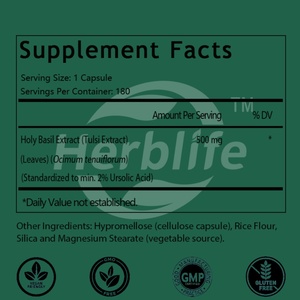 OEM/ODM Vente chaude de capsules de basilic sacré, extrait de basilic sacré, complément alimentaire à base de plantes, soutien immunitaire, réponse positive au stress - Product Image 2