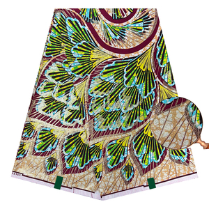Dernier modèle de <span class=keywords><strong>tissu</strong></span> africain <span class=keywords><strong>en</strong></span> coton 100% de haute qualité, Super Flash Wax Grand Wax avec paillettes, imprimé Capulana pour robe - Product Image 4
