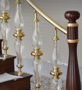 Balustrade d'escalier en verre de luxe, finition dorée, balustre décoratif en cristal et fer, balustrade d'escalier moderne pour intérieur - Product Image 3