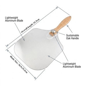 Pelle à pizza pliable en aluminium de <span class=keywords><strong>12</strong></span> pouces de qualité supérieure avec manche en chêne allongé, conforme aux normes FDA LFGB, accessoires de cuisson personnalisables avec logo - Product Image 3