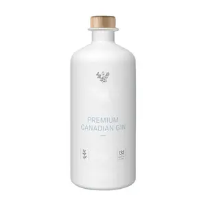 आधुनिक गर्म बिक्री क्लासिक पेंटिंग मैट सफेद टिन ब्रांडी वोदका आत्मा लकड़ी के कॉर्क ग्लास बोतल के साथ