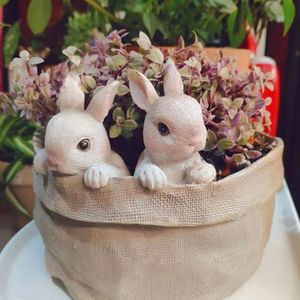 DAMAI Easter Bunny Potted Plant Decorations Cute Rabbit Companion Flower Pot Ornaments Tabletop Decor for Festive Atmosphere - Product Image 6