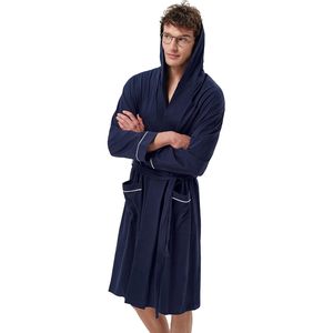 Bata de algodón para hombre, ligera, suave, tipo kimono, hasta la rodilla, para spa y hogar, tallas M a XXL - Product Image 1