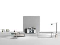 Bureau de travail simple, table de réunion commerciale, poste de travail minimaliste pour le personnel, table avec structure métallique, table de bureau à domicile