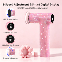 Lime à pieds électrique professionnelle diamantée rose 60W avec 5 vitesses, outil de pédicure rechargeable avec écran LED