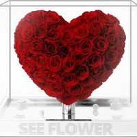 Boîte Cadeau en Acrylique en Forme de Cœur, Roses Éternelles, Design 3D, Cadeau de Luxe pour la Saint-Valentin, Anniversaire, pour Petite Amie ; Prêt à Exposer