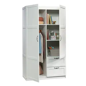 Large Wardrobe Closet Storage Cabinet 2 Drawers Bedroom Clothes Organizer White