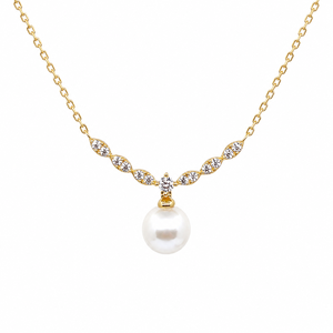 สร้อยคอหงส์พระจันทร์ประดับมุกธรรมชาติและเพทายเงินแท้ 925 จาก UM Jewelry สำหรับทุกเพศ เหมาะเป็นของขวัญวันครบรอบหรือใช้ในชีวิตประจำวัน - Product Image 3