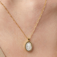 Gemnel trendy collier en argent sterling 925 or 18k nacre rose gravée fleurs d'anniversaire collier