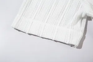 Tùy Chỉnh Chất Lượng Cao Rỗng Ren Kết Cấu Crochet Giản Dị Áo Sơ Mi Mùa Hè Người Đàn Ông Của Quần Áo Dệt Dệt Dệt V Cổ Top Cardigan