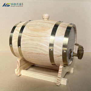 Dispensador de barril de vino de roble macizo pequeño para bebidas y agua Estante de whisky de madera barato con diseño decorativo pintado - Product Image 2