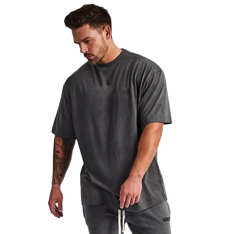 Camiseta extragrande de gimnasio para hombre con logotipo personalizado, camiseta de entrenamiento, camiseta cuadrada en blanco