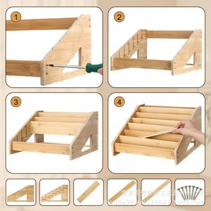 Wooden storage rack for cards and photos, multi-tiered shelf, photo frame, football photo display <b>stand</b>, greeting card display - Product Image 3