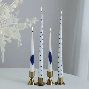 Blue <b>Red</b> Heart Printed Beeswax Soy Wax Taper <b>Candles</b> 14 Inch 9.25 Inch Christmas Holiday Home Decoration Wedding Bars Smokeless - Product Image 2