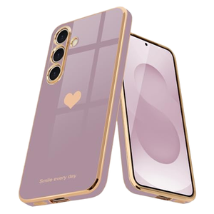 Compatibile <span class=keywords><strong>con</strong></span> <span class=keywords><strong>Galaxy</strong></span> S26/25/22/23/24/21, Cover per Telefono Antiurto in TPU Morbido <span class=keywords><strong>con</strong></span> Design a Cuore per Ragazze, Lussuosa Elettroplaccatura Glitterata - Product Image 1