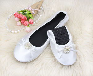 ¡Novedad de 2025! Zapatos <span class=keywords><strong>plegables</strong></span> para pies de rescate, zapatos de bailarina decorados con perlas para bodas y eventos para verano y primavera - Product Image 3