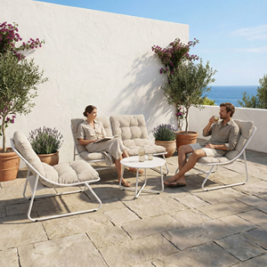 Ensemble <span class=keywords><strong>de</strong></span> canapés <span class=keywords><strong>de</strong></span> <span class=keywords><strong>conversation</strong></span> d'<span class=keywords><strong>extérieur</strong></span> en textile durable et imperméable, mobilier <span class=keywords><strong>de</strong></span> jardin moderne en métal pour cour et parc - Product Image 3