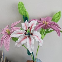 Bouquet de fleurs artificielles en laine au crochet fait main en gros pour la fête des Mères et Noël - Couleur personnalisable